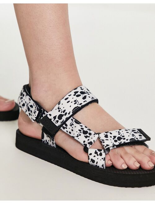 Pull&Bear grosgrain strap chunky sandal in dalmation spot print