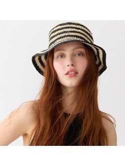 Raffia bucket hat in stripe