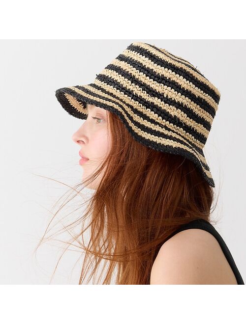 J.Crew Raffia bucket hat in stripe