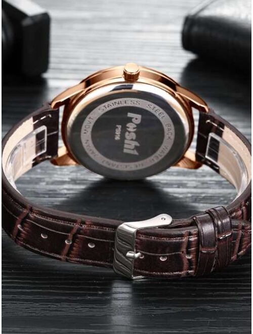 Poshi Jewelry & Watches Men Round Pointer Quartz Watch