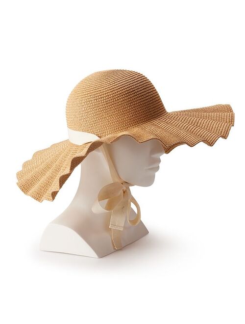 Little Co. by Lauren Conrad Women's LC Lauren Conrad Scalloped Straw Floppy Sun Hat