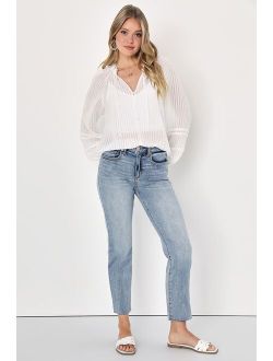 Inspired Vibe Light Wash High Waisted Cropped Jeans