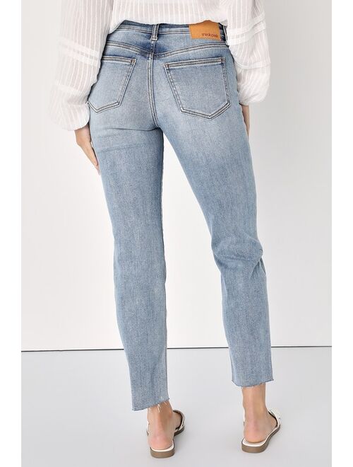 Inspired Vibe Light Wash High Waisted Cropped Jeans