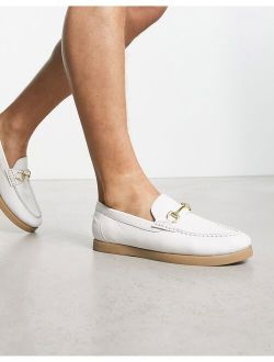 loafers in white leather with snaffle detail