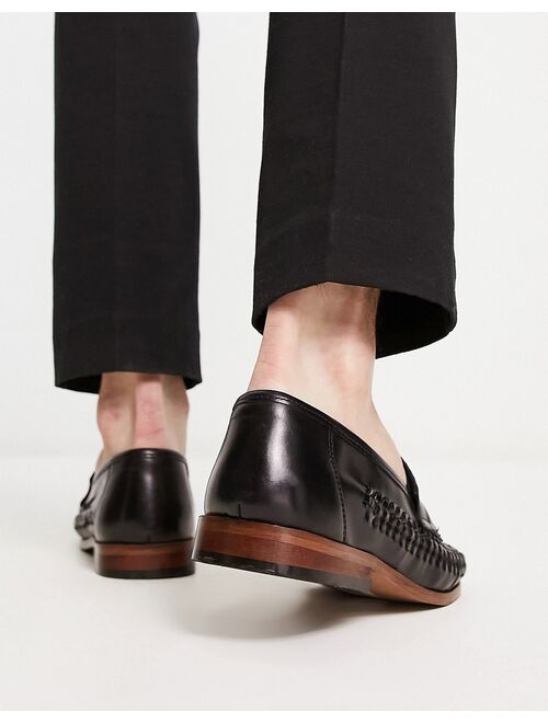 ASOS DESIGN loafers with weave detail in black leather