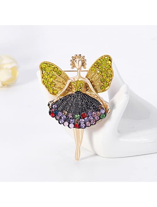 Merdia Women's Brooch Pins Fashion Created Crystal Brooches for Wedding Party Christmas Gift
