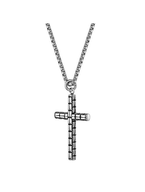 LYNX Men's Stainless Steel Cross Pendant Necklace