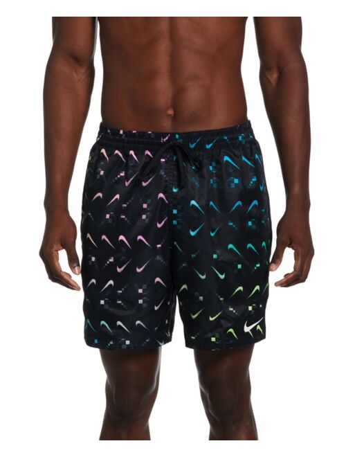 Nike Men's Lap Digi Swoosh Ombre Logo-Print 7" Swim Trunks