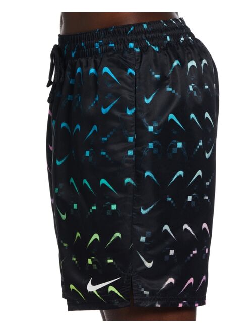 Nike Men's Lap Digi Swoosh Ombre Logo-Print 7" Swim Trunks