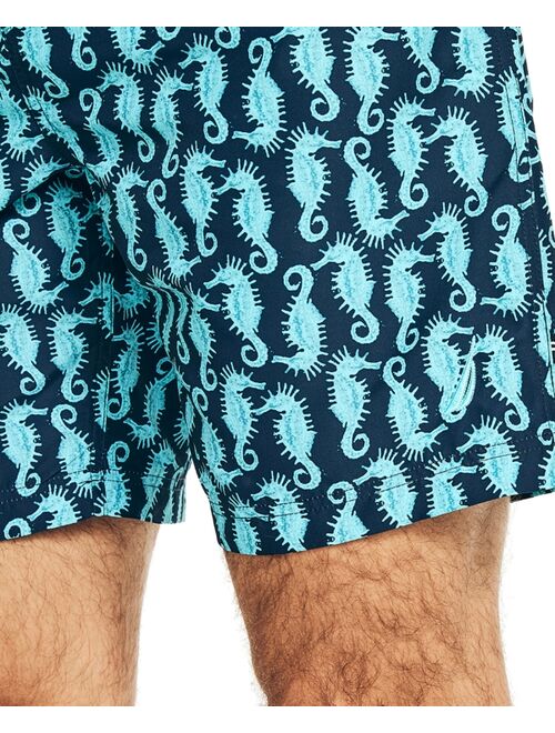 Nautica Men's Quick-Dry Seahorse-Print 8" Swim Trunks