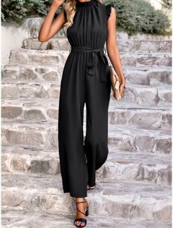 Unity Solid Belted Wide Leg Jumpsuit