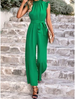 SHEIN Unity Solid Belted Wide Leg Jumpsuit