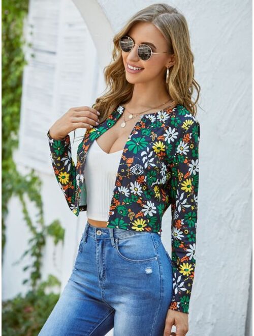 EMERY ROSE Allover Floral Crop Jacket