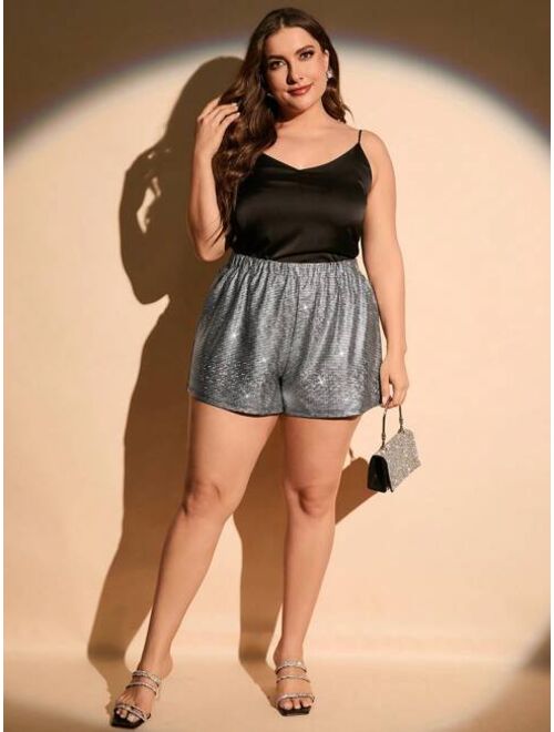 EMERY ROSE Plus Elastic Waist Metallic Shorts