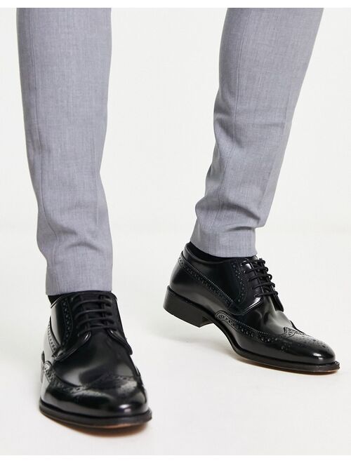 ASOS DESIGN lace up brogue shoes in polished black leather