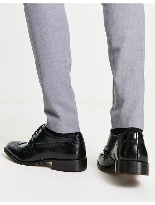 ASOS DESIGN lace up brogue shoes in polished black leather