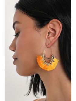 Eclectic Essence Yellow Tassel Statement Earrings