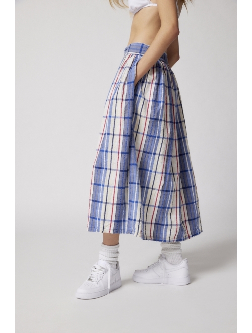 Urban Renewal Vintage Plaid Pattern Midi Skirt
