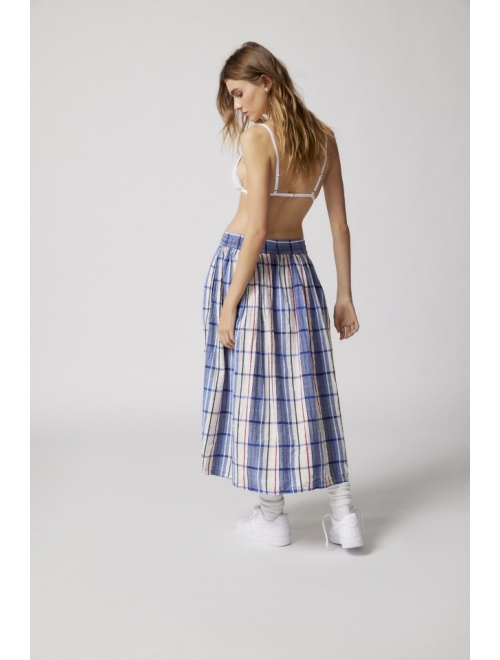 Urban Renewal Vintage Plaid Pattern Midi Skirt
