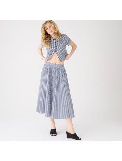 Plisse Pleated midi skirt in striped cotton blend