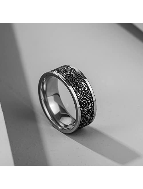 Supra Diamanto 4PCS Plain Band Rings for Men Stainless Steel Rings for Men Wedding Ring wedding totem Rings for Men Silver Vintage Stainless Steel Ring Set Anxiety Ring F