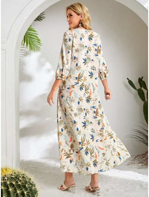 EMERY ROSE Floral Print Smock Dress