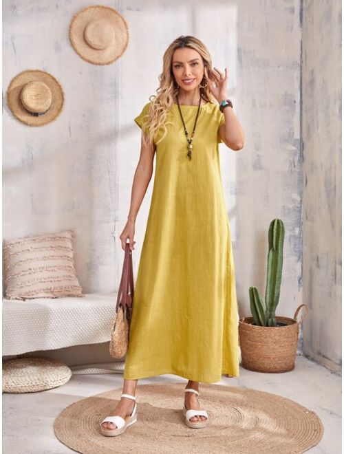 EMERY ROSE Keyhole Back Batwing Sleeve Dress