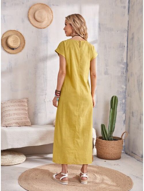 EMERY ROSE Keyhole Back Batwing Sleeve Dress