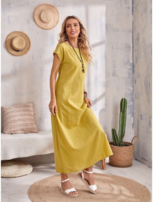 EMERY ROSE Keyhole Back Batwing Sleeve Dress