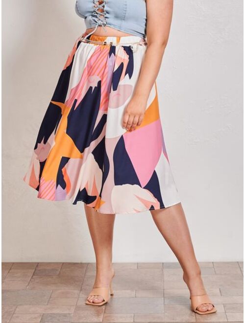 EMERY ROSE Plus Colorblock Skirt Without Belt