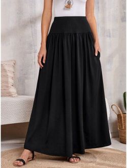 Slant Pocket A-line Skirt
