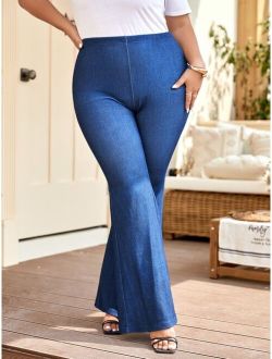 Plus High Waist Flare Leg Pants