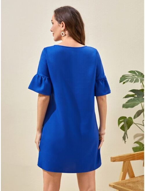 EMERY ROSE Solid Bell Cuff Tunic Dress