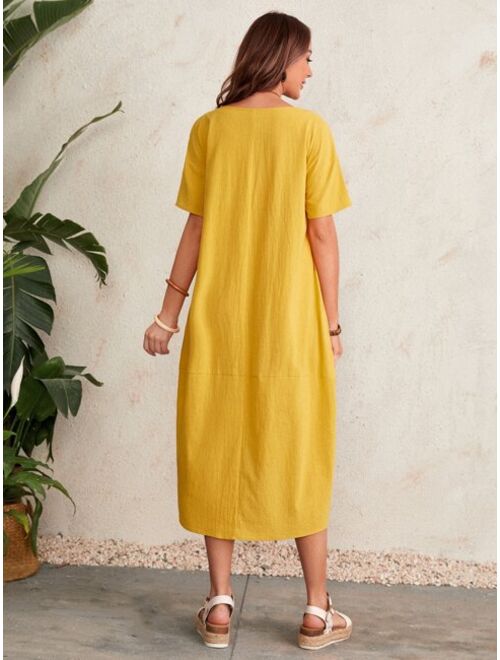 EMERY ROSE Scoop Neck Asymmetrical Hem Dress