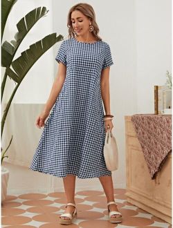 High Waist Gingham Dress