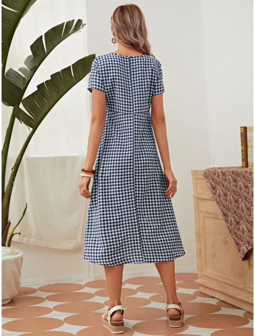 EMERY ROSE High Waist Gingham Dress