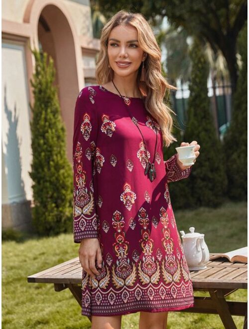 EMERY ROSE Graphic Print Tunic Dress