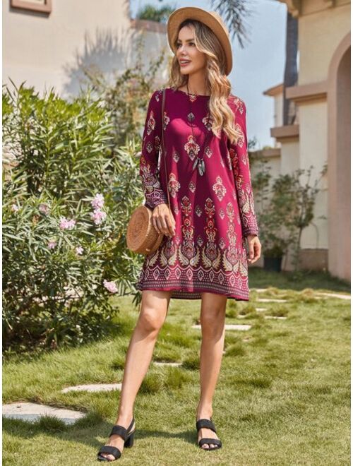 EMERY ROSE Graphic Print Tunic Dress
