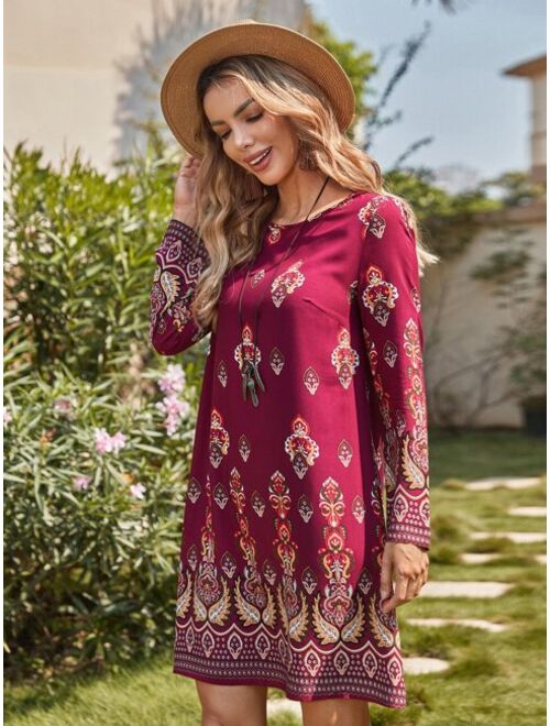 EMERY ROSE Graphic Print Tunic Dress