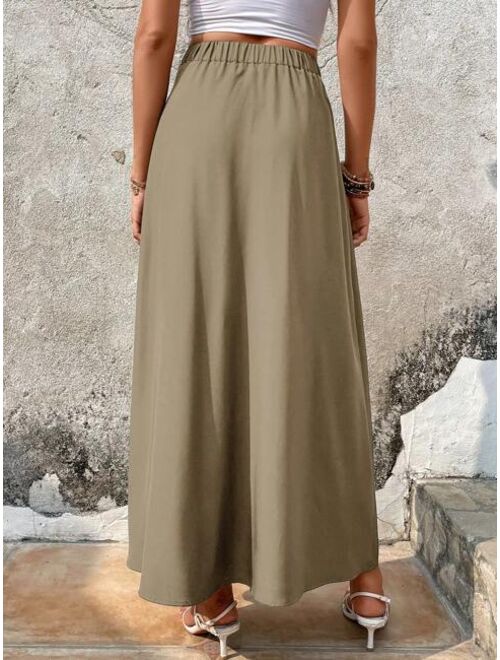 EMERY ROSE Button Front A-line Skirt