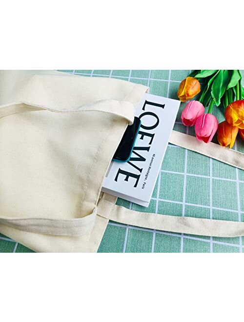Taoqiao Canvas Floral Botanical Tote Bag for Women Teacher, Reusable Grocery Bags, Cute Cat Tote Bags Aesthetic for Shopping