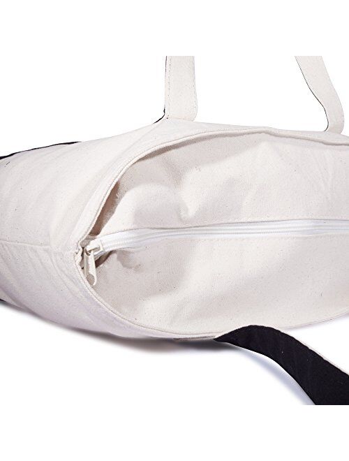 Dalix 22" Heavy Duty Cotton Canvas Tote Bag (Zippered)