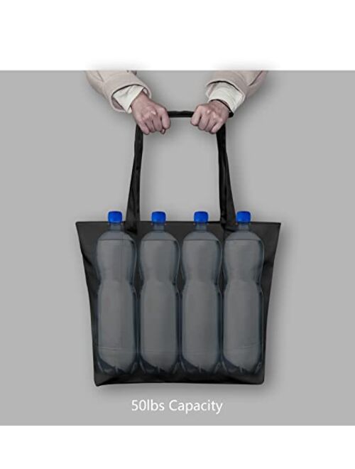 TOPDesign 1 | 3 | 6 | 30 Pack Stylish Canvas Tote Bag with an External Pocket, Top Zipper Closure, Daily Essentials (Black/Natural Pack of 1)