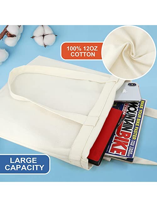 BeeGreen 12 oz Canvas Tote Bag Aesthetic Tote Bag for Women Teacher Shopping Gift Bag for Mother's Day