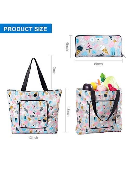 Aflngle Reusable Shopping Grocery Bags Washable Foldable Shopping Bags Waterproof Large Capacity Shopping Tote Bag Eco-Friendly Lightweight Purse Bag