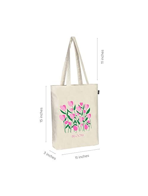 Eco Right Aesthetic Canvas Tote Bag for Women: Spacious, Zippered Closure, Reusable, Ideal for Beach, Shopping, Travel, School, Groceries - Cute & Eco-Friendly Gift for G