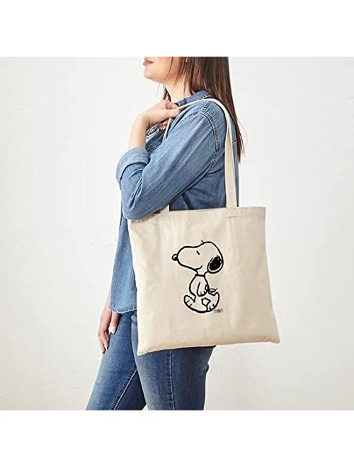 CafePress Peanuts Snoopy Natural Canvas Tote Bag, Reusable Shopping Bag