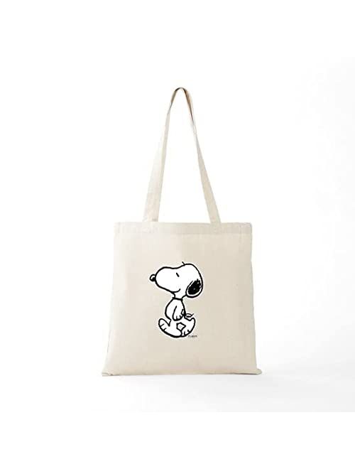 CafePress Peanuts Snoopy Natural Canvas Tote Bag, Reusable Shopping Bag