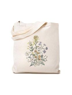 Style In Print Custom Canvas Tote Shopping Bag Browallia Mimulus Beautiful Flowers Botanical & Browallia Mimulus