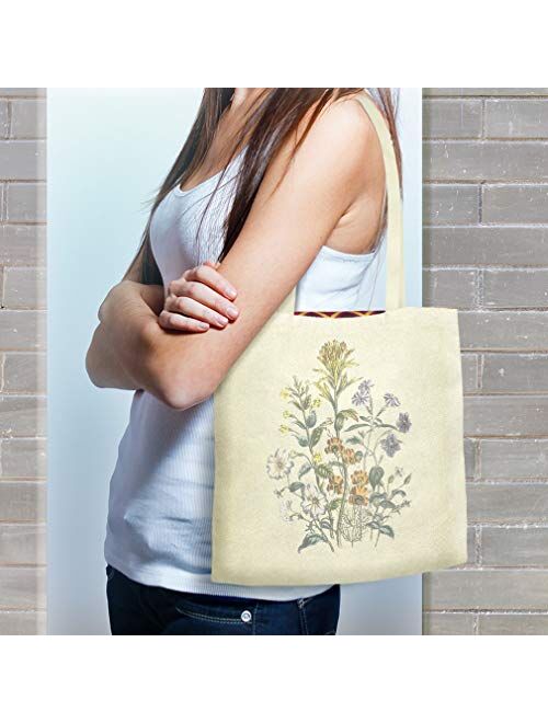 Style In Print Custom Canvas Tote Shopping Bag Browallia Mimulus Beautiful Flowers Botanical & Browallia Mimulus